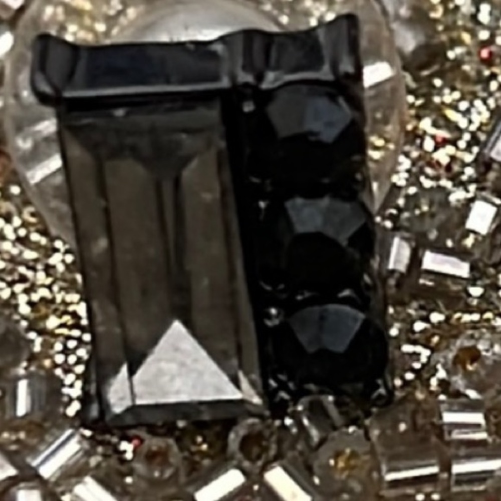 Pretty Emerald Shape Gray and Black Rhinestone Post Earrings